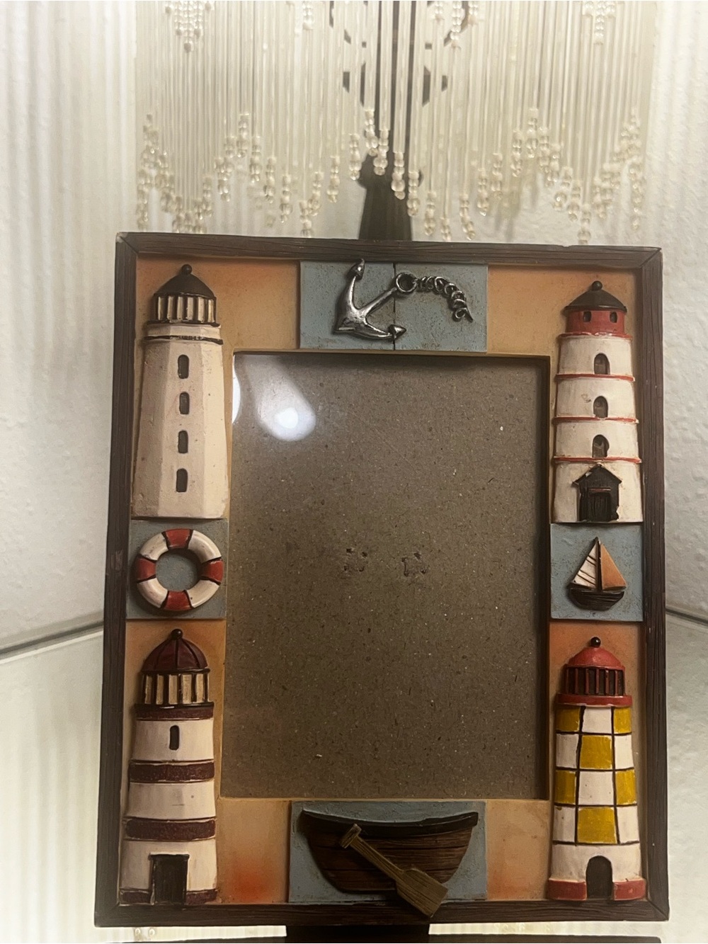 Vintage 3D Coastal Nautical Resin Picture Frame – Lighthouses, Anchor & Boat - Picture 2 of 8